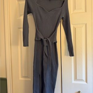 Long Sleeve Knit Dress in Slate Grey